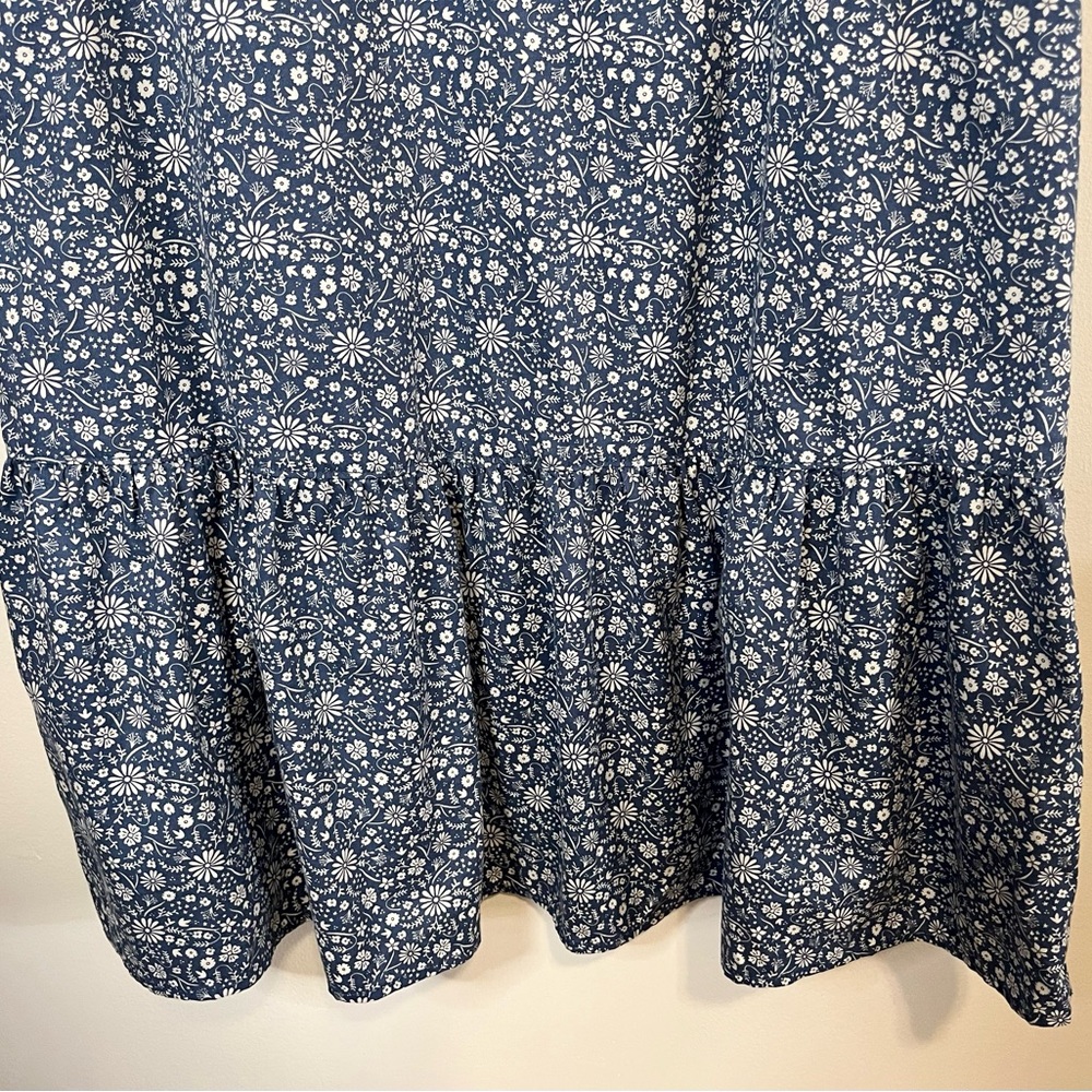 Hope & Henry Floral Print Organic Cotton Midi Dress in Blue and White. Size 10 - Picture 8 of 11